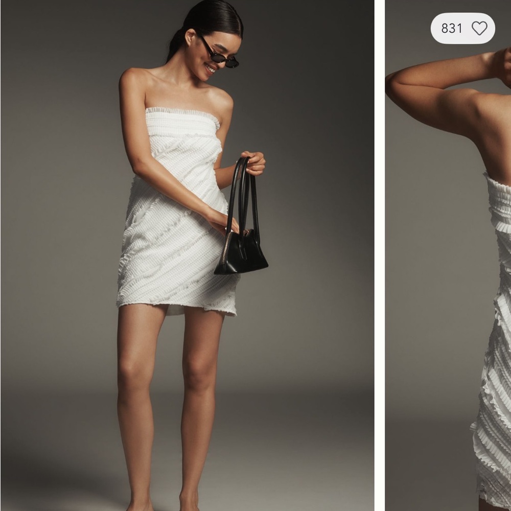 NWT Anthropologie bhldn endless rose white wedding party ruffle strapless dress